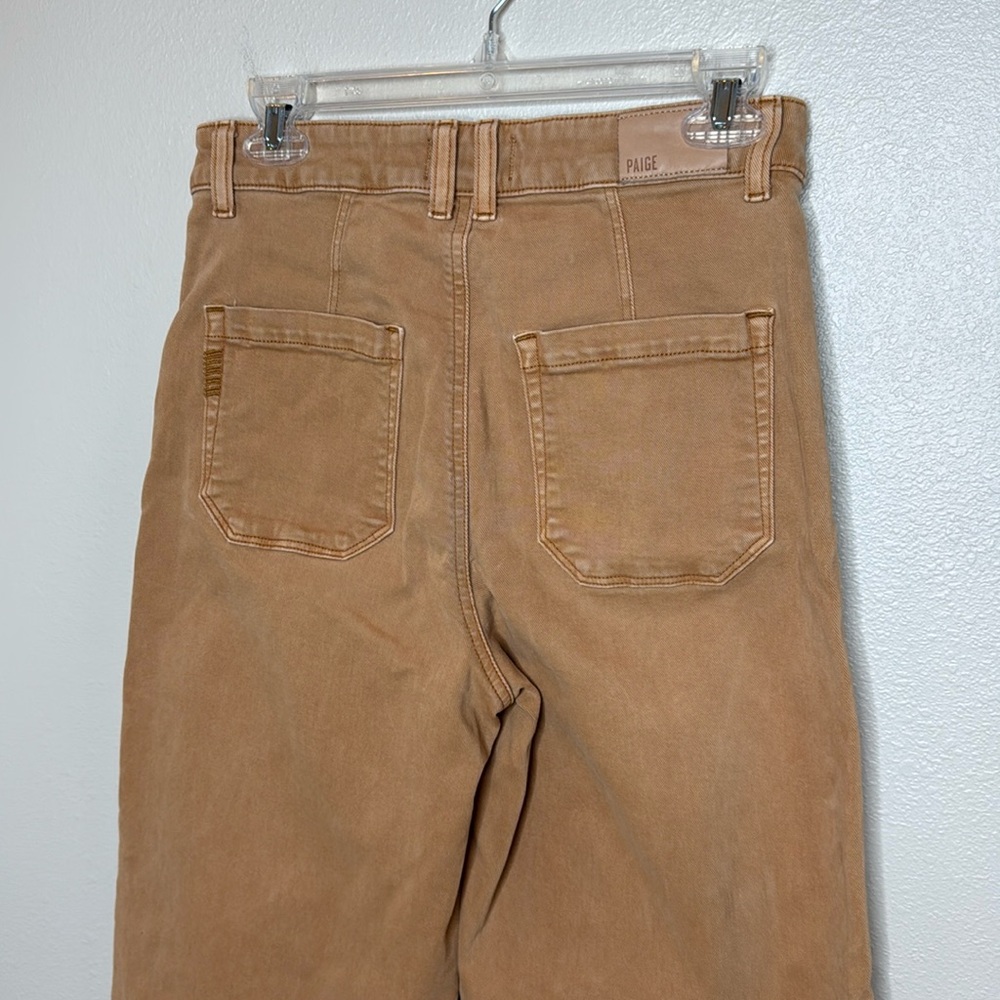 PAIGE Anessa Wide Leg Cropped Jeans Size 28 Tan - Picture 7 of 16